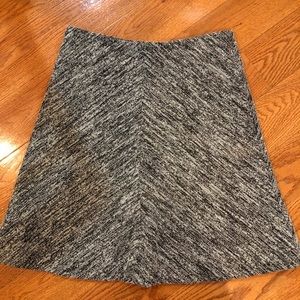 DKNYC Marled A-Line Knit Skirt Gray Black Textured Flare – L